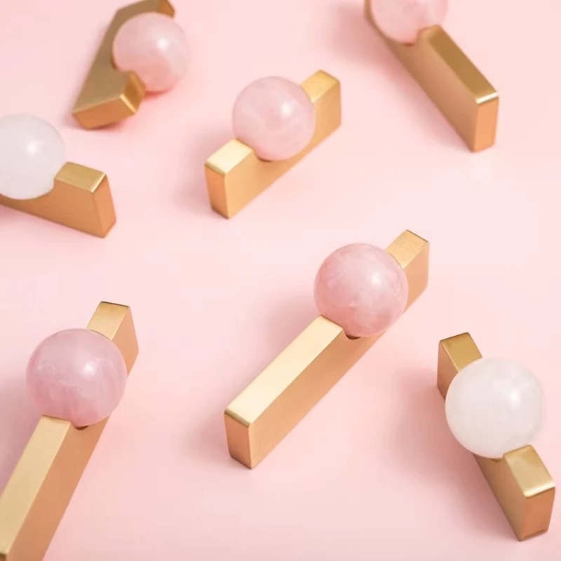 Furniture Hardware Drop Pulls - Белый хрустальный шар + латунные ручки